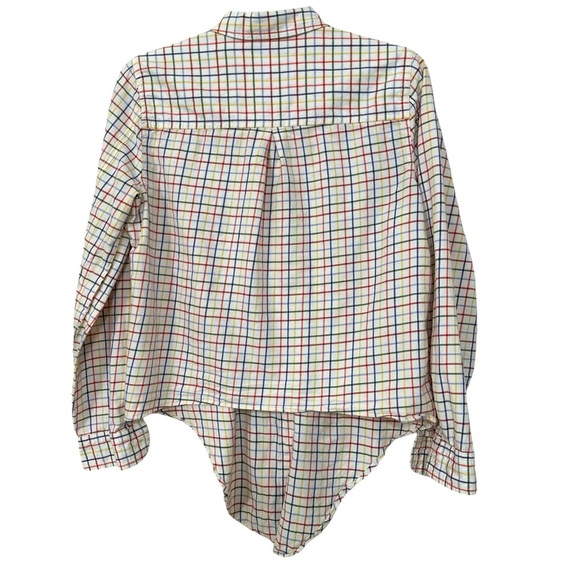 MADEWELL Tie Front Shirt Rainbow Plaid Cotton Long Sleeve Button Down Size M - Picture 3 of 4